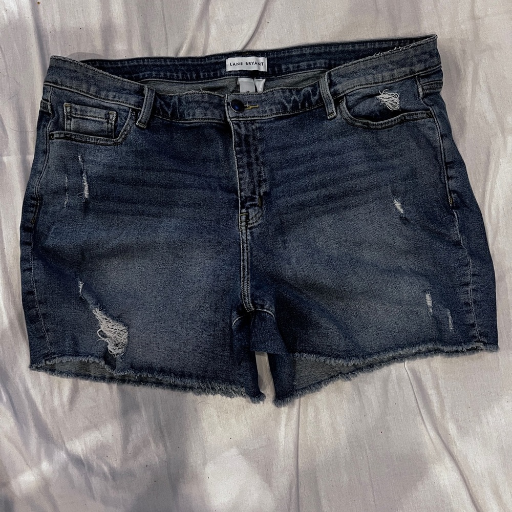 Lane Bryant Denim Cutoff Shorts - Blue Distressed pair of Women’s Shorts
